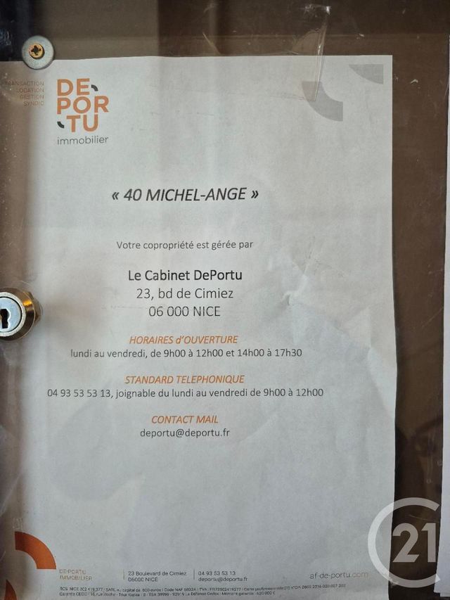 Appartement F1 à vendre - 1 pièce - 28.35 m2 - NICE - 06 - PROVENCE-ALPES-COTE-D-AZUR - Century 21 Domus Immobilier